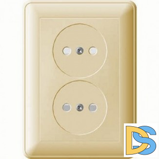 Розетка 2-ая электрическая без заземления, Бежевый, серия Wessen 59, Schneider Electric