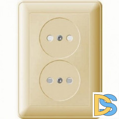 Розетка 2-ая электрическая без заземления, Бежевый, серия Wessen 59, Schneider Electric