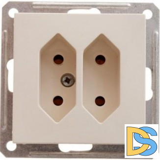 Розетка 2-ая электрическая без заземления, Бежевый, серия Wessen 59, Schneider Electric