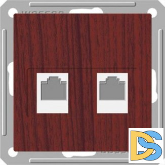 Розетка телефонная 2-ая 4 контакта, RJ-11, Мореный дуб (пластик), серия Wessen 59, Schneider Electric