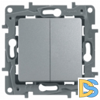 Выключатель Legrand Etika 2-клавишный алюминий, 672402