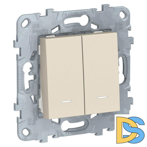 Переключатель двухклавишный с подсветкой Schneider Electric Unica New NU521344N