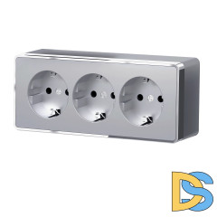 Розетка тройная с заземлением и шторками Werkel Gallant (серебряный) W5073106