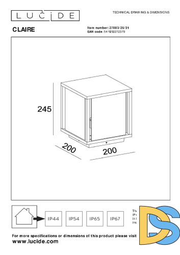 Архитектурный светильник Lucide Claire 27883/25/31