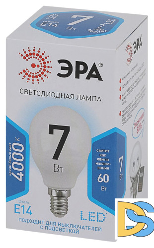 Лампа светодиодная Эра E14 7W 4000K LED P45-7W-840-E14 Б0020551