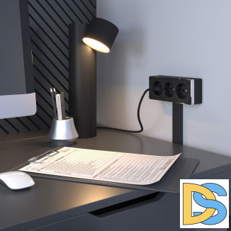 Розетка тройная с заземлением и шторками Gallant (черный/хром) W5073135