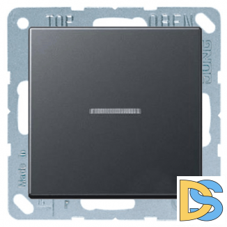 Выключатель одноклавишный проходной (с 2-х мест) с подсветкой Jung ECO Profi 10А Антрацит