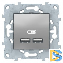 Розетка USB 2-ая (для подзарядки), Алюминий, серия Unica New, Schneider Electric