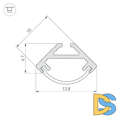 Алюминиевый профиль Arlight SL-KANT-H10-2000 ANOD 049013