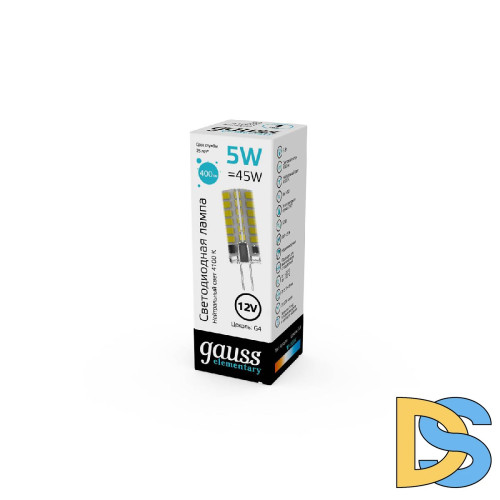 Светодиодная лампа Gauss Elementary G4 5W 4100K 18725
