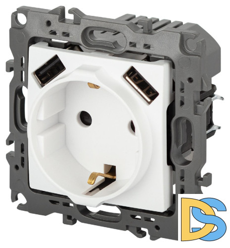 Розетка со шторами и 2 USB Эра 12-4109-01М Б0065728