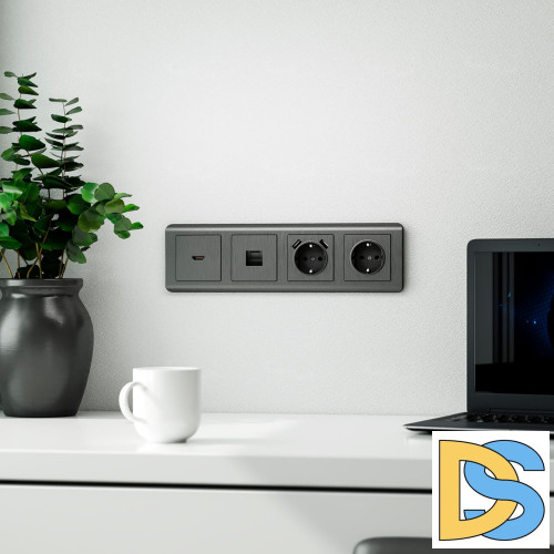 Накладка для розетки USB Werkel графит рифленый W1179504 4690389158667