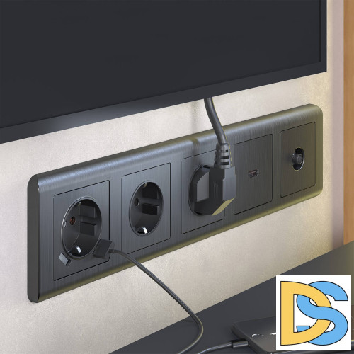 Накладка для розетки USB Werkel графит рифленый W1179504 4690389158667