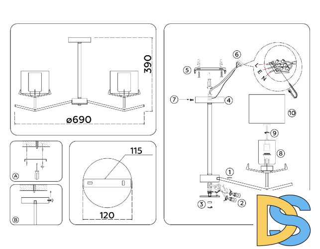 Люстра на штанге Ambrella Light High Light Modern LH57001