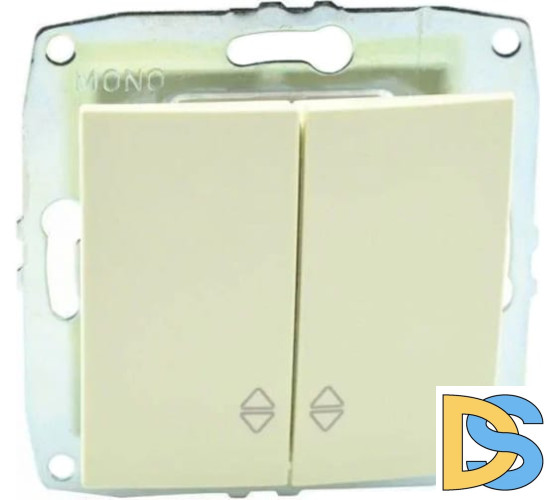 Выключатель двухклавишный проходной Mono Electric Despina-Larissa 10А 250В крем 500-001723-111