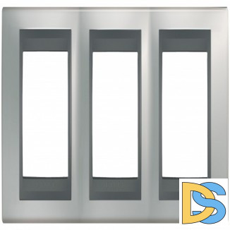 Рамка 3-ая (тройная), Хром матовый/Графит (металл), серия UNICA TOP/CLASS, Schneider Electric