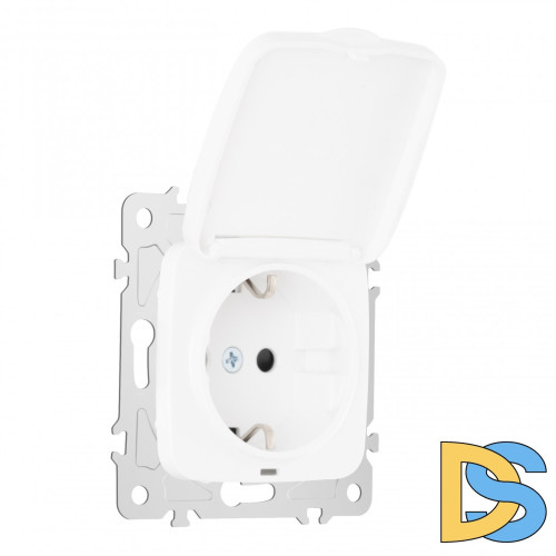 Розетка с заземлением, шторками и защитной крышкой Arte Milano 205.41-1.white