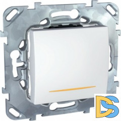 Выключатель 2-полюсный 1-клавишный с индикацией 16А, Белый, серия Unica, Schneider Electric