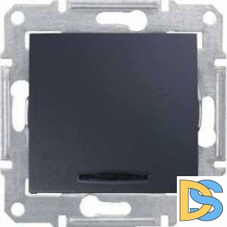 Выключатель 1-клавишный ,проходной с индикацией (с двух мест), Графит, серия Sedna, Schneider Electric