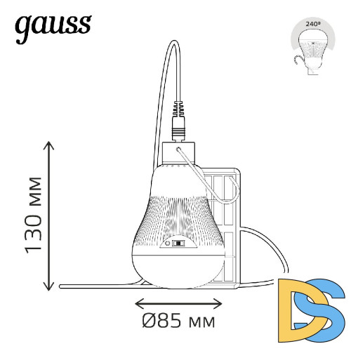 Лампа светодиодная Gauss с солнечной панелью 3W 4000K матовая 902102203