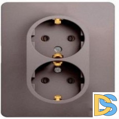 Розетка 2-ая электрическая с заземлением, Платина, серия Glossa, Schneider Electric