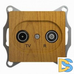Розетка телевизионная проходная ТV-FМ, Дерево Дуб, серия Glossa, Schneider Electric