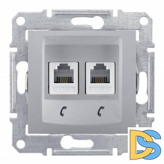 Розетка телефонная 2-ая 4 контакта, RJ-11, Алюминий, серия Sedna, Schneider Electric