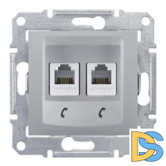 Розетка телефонная 2-ая 4 контакта, RJ-11, Алюминий, серия Sedna, Schneider Electric