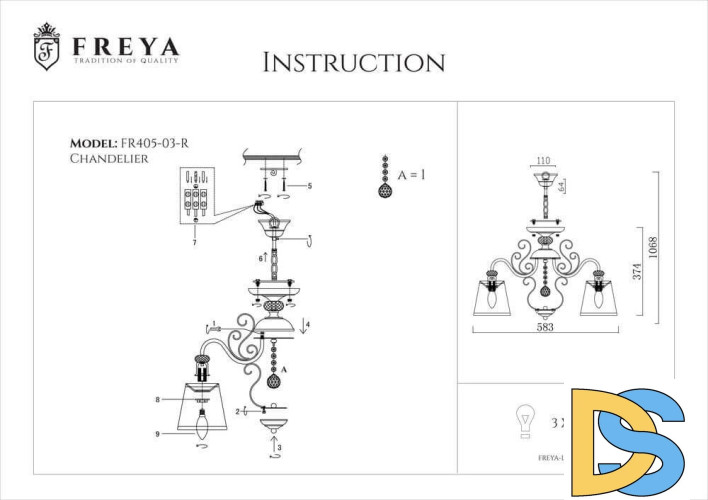 Подвесная люстра Freya Driana FR2405-PL-03-BZ