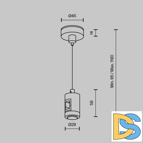 Подвес тросовый одинарный Maytoni Flarity TRA157SW-S1-B