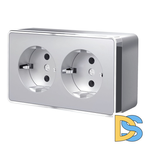 Розетка двойная с заземлением Werkel Gallant (серебряный) W5072106