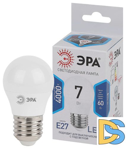 Лампа светодиодная Эра E27 7W 4000K LED P45-7W-840-E27 Б0020554
