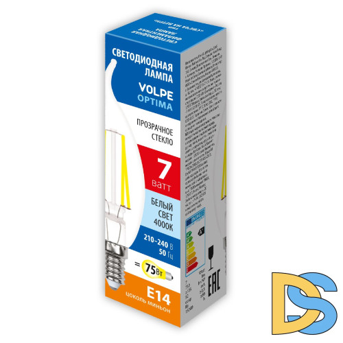 Лампа светодиодная Volpe Optima LED-CW35-7W/4000K/E14/CL/SLF UL-00008341