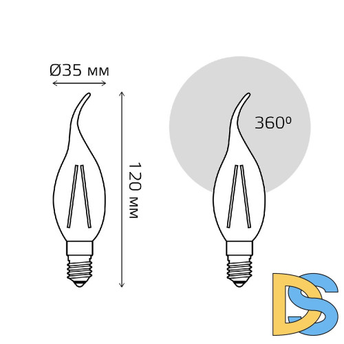 Лампа светодиодная филаментная Gauss E14 4,5W 4100К прозрачная 1041125