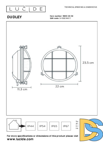 Уличный настенный светильник Lucide Dudley 11890/25/30