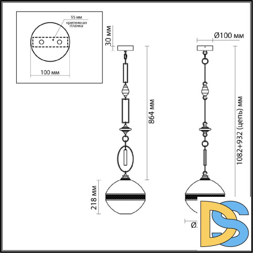 Подвесной светильник Odeon Light Pendant Krema 5441/1C