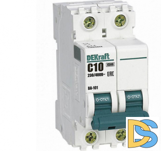 Автоматический выключатель DEKraft ВА-101 2P 10А 4.5кА, 11065DEK