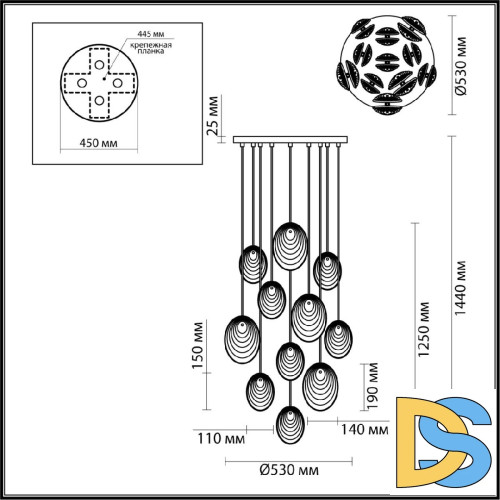Каскадная люстра Odeon Light Mussels 5038/11