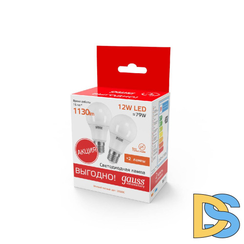 Лампа светодиодная Gauss Elementary E27 12W 3000K 23212P