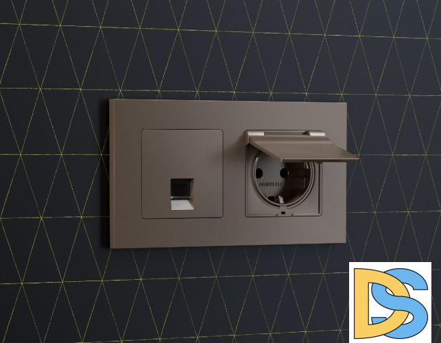 Лицевая панель для компьютерной/телефонной розетки RJ-45/RJ-11 Ambrella Volt Alfa AP6420