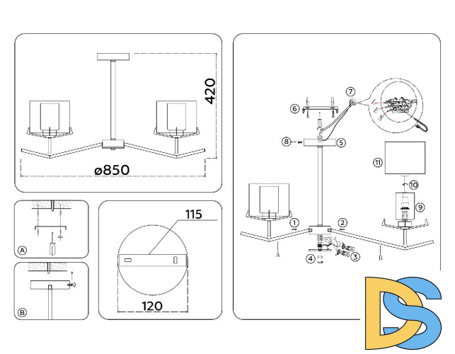 Люстра на штанге Ambrella Light High Light Modern LH57002