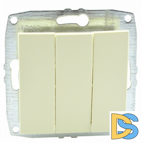 Выключатель трехклавишный Mono Electric Despina-Larissa 10А 250В крем 500-001722-114