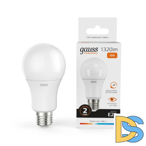 Лампа светодиодная Gauss E27 15W 3000K матовая 23215
