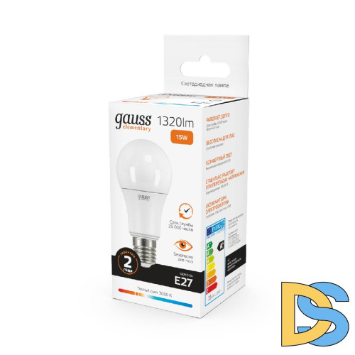 Лампа светодиодная Gauss E27 15W 3000K матовая 23215