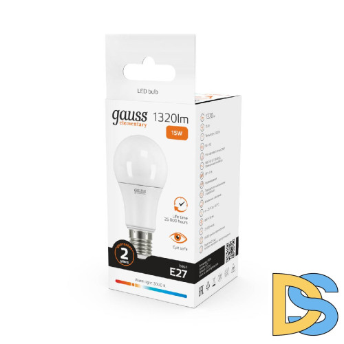 Лампа светодиодная Gauss E27 15W 3000K матовая 23215