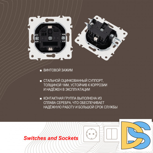 Розетка с заземлением и шторками Arte Milano 205.40-1.black