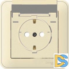 Розетка 1-ая электрическая, с заземлением, крышкой IР44, влагозащищенная, Бежевый, серия Wessen 59, Schneider Electric