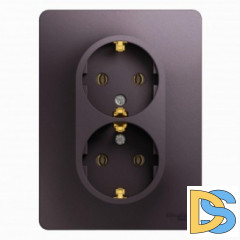 Розетка 2-ая электрическая с заземлением, Сиреневый туман, серия Glossa, Schneider Electric