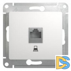 Розетка компьютерная 1-ая кат.5е, RJ-45 (интернет), Белый, серия Glossa, Schneider Electric