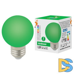 Лампа светодиодная Volpe E27 3W зеленая LED-G60-3W/Green/E27/FR/С UL-00006958